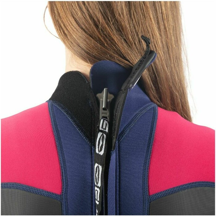 2024 Gul Junior Response 3/2mm Flatlock Back Zip Neopreno RE1323-C1 - Blue / Rose